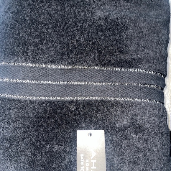 Tahari Home 6 Pc Towel Set 2 Bath 2 Hand 2 Fingertip Cotton Solid Black NWT - Picture 4 of 7